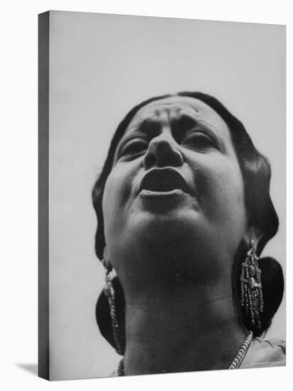 Egyptian Actress Om Kalthoum, While Singing on Cairo's "Voice of Arabs" Radio Show-Howard Sochurek-Premier Image Canvas