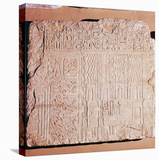 Egyptian Limestone Relief with scenes of Fields and Storehouses-Unknown-Premier Image Canvas