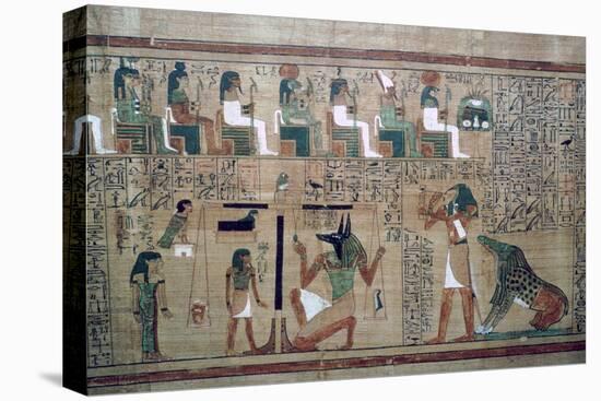 Egyptian papyrus with a depiction of the 'weighing of the heart'. Artist: Unknown-Unknown-Premier Image Canvas