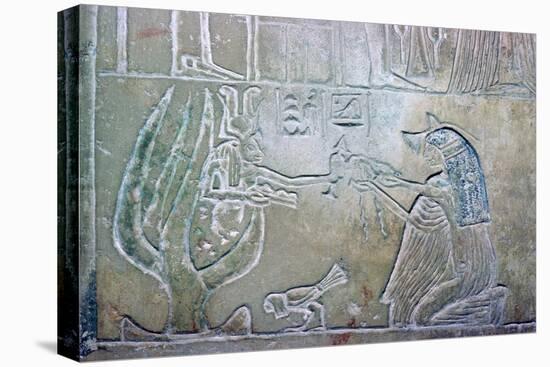 Egyptian relief showing a dead woman and Hathor. Artist: Unknown-Unknown-Premier Image Canvas