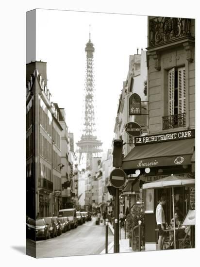 Eiffel Tower and Cafe on Boulevard De La Tour Maubourg, Paris, France-Jon Arnold-Premier Image Canvas