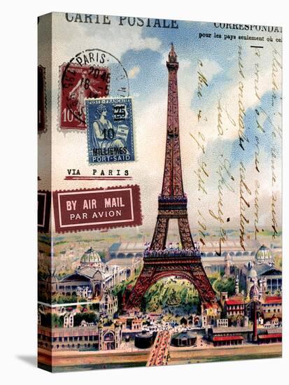 Eiffel Tower, French Vintage Postcard Collage-Piddix-Stretched Canvas