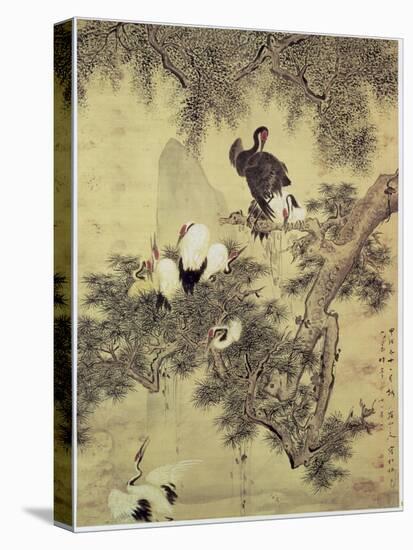 Eight Red-Crested Herons in a Pine Tree, 1754-Hua Yan-Premier Image Canvas