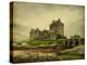 Eilean Donan Castle on a Cloudy Day. Low Tide. Scotland, Uk. Photo in Retro Style. Paper Texture.-A_nella-Premier Image Canvas