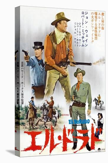 El Dorado, James Caan, John Wayne, Robert Mitchum, Japanese Poster Art, 1967-null-Stretched Canvas