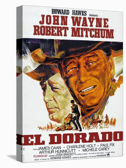 El Dorado, Robert Mitchum, John Wayne, French Poster Art, 1967-null-Stretched Canvas