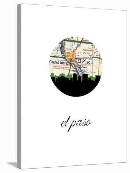 El Paso Map Skyline-Paperfinch 0-Stretched Canvas