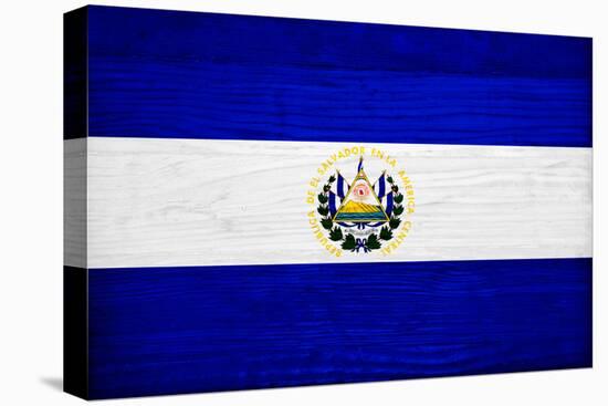 El Salvador Flag Design with Wood Patterning - Flags of the World Series-Philippe Hugonnard-Stretched Canvas