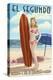 El Segundo, California - Surfer Pinup Girl-Lantern Press-Stretched Canvas