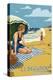 El Segundo, California - Woman on the Beach-Lantern Press-Stretched Canvas