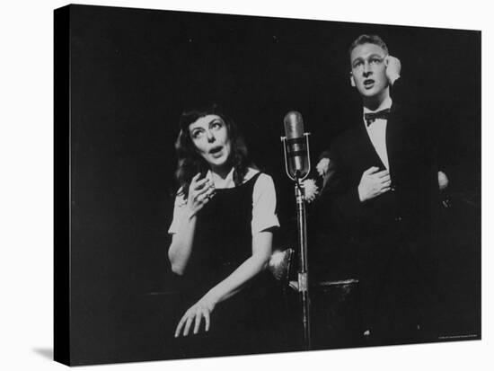 Elaine May and Mike Nichols Appearing at the "Blue Angel"-Peter Stackpole-Premier Image Canvas