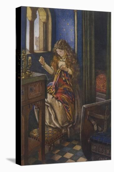 Elaine the "Lily-Maid of Astolat" Otherwise Known as the Lady of Shalott Working-Eleanor Fortescue Brickdale-Premier Image Canvas