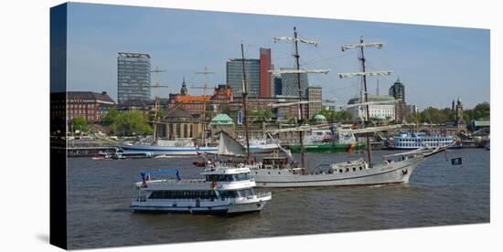 Elbe River at Landing Stages, Hamburg, Germany, Europe-Hans-Peter Merten-Premier Image Canvas