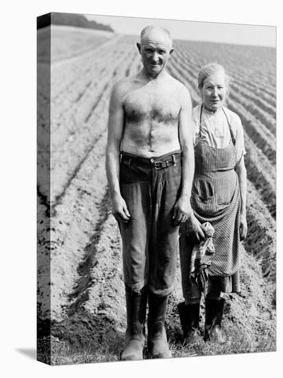 Elderly Polish Farming Couple Posing in the Fields Near Bialystok-Paul Schutzer-Premier Image Canvas