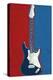 Electric Guitar Red White and Blue Music-null-Stretched Canvas