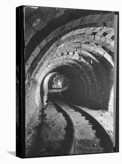 Electric Locomotive on Track in Powderly Anthracite Coal Mine Gangway, Owned by Hudson Coal Co-Margaret Bourke-White-Premier Image Canvas