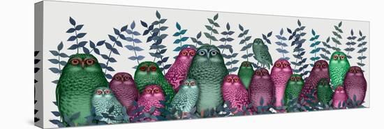 Electric Owls, Pink and Green-Fab Funky-Stretched Canvas