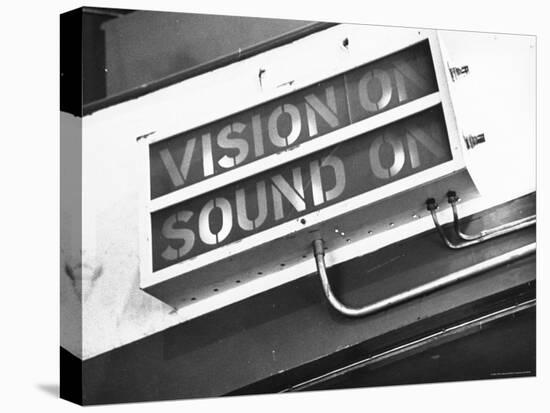 Electrical Sign Showing That the Sound and Vision Are on in the BBC Television Studio-William Vandivert-Premier Image Canvas