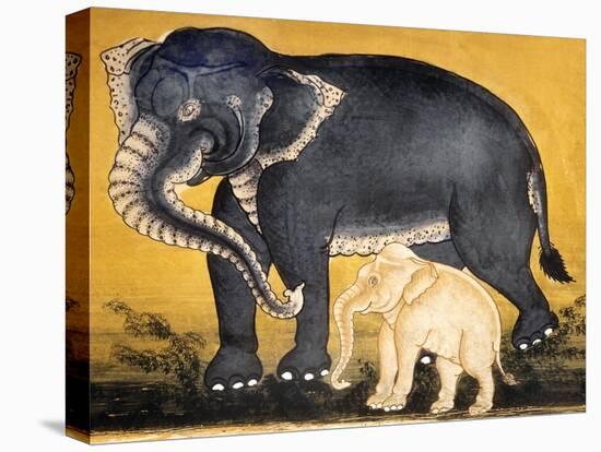 Elephant and Calf, Page from a Manuscript on Elephant Training-null-Premier Image Canvas