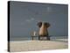 Elephant and Dog Sit on a Beach-Photobank gallery-Stretched Canvas