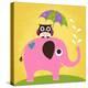 Elephant and Owl with Umbrella-Nancy Lee-Stretched Canvas