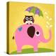 Elephant and Owl with Umbrella-Nancy Lee-Stretched Canvas