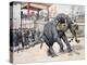 Elephant Tiger Fight Chinese or Vietnamese Circus (Annam)-null-Premier Image Canvas