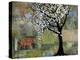 Elephant Under Tree Blossoms-Blenda Tyvoll-Stretched Canvas