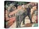 Elephants Handling Logs-John Edwin Noble-Premier Image Canvas