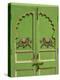 Elephants painted on green door, City Palace, Udaipur, India-Adam Jones-Premier Image Canvas