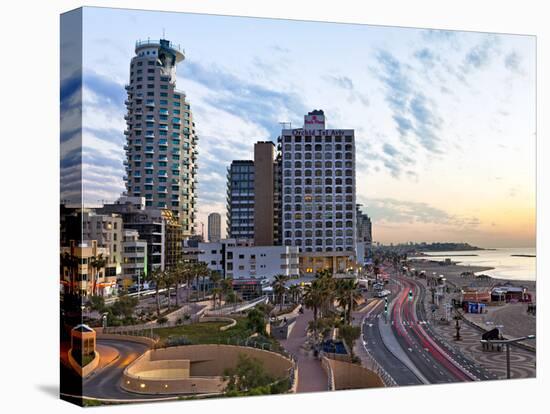Elevated Dusk View of the City Beachfront, Tel Aviv, Israel, Middle East-Gavin Hellier-Premier Image Canvas