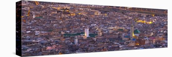 Elevated View across the Old Medina of Fes Illuminated at Dusk-Doug Pearson-Premier Image Canvas