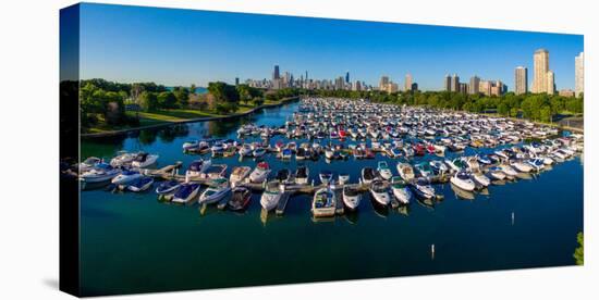 Elevated view of boats moored at Diversey Harbor, Chicago, Illinois, USA-null-Premier Image Canvas