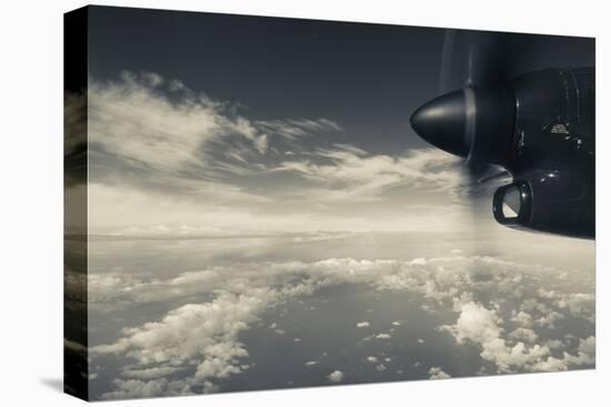 Elevated view of Caribbean sea from airplane, Dominica-null-Premier Image Canvas