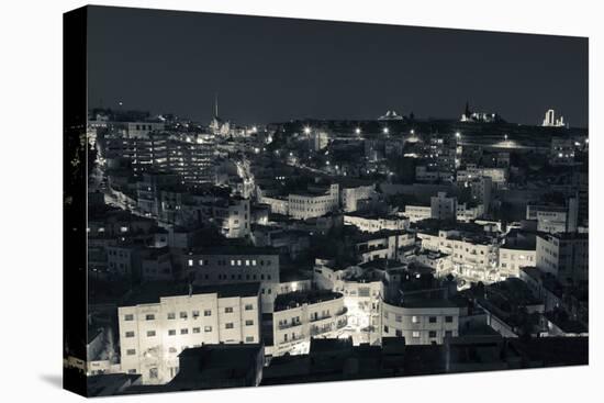 Elevated view of Central Amman and Citadel at night, Amman, Jordan-null-Premier Image Canvas