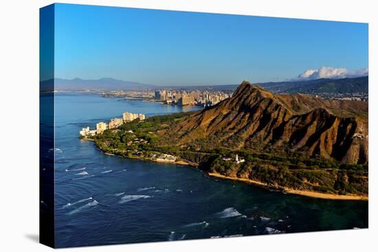 Elevated view of Diamond Head Lighthouse, Diamond Head, Honolulu, Hawaii, USA-null-Premier Image Canvas