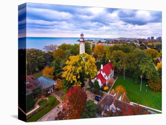 Elevated view of Grosse Point Lighthouse in Evanston, Cook County, Illinois, USA-null-Premier Image Canvas