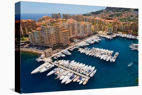 Elevated view of harbor in the Monte-Carlo, in the Principality of Monaco, Western Europe on the...-null-Premier Image Canvas