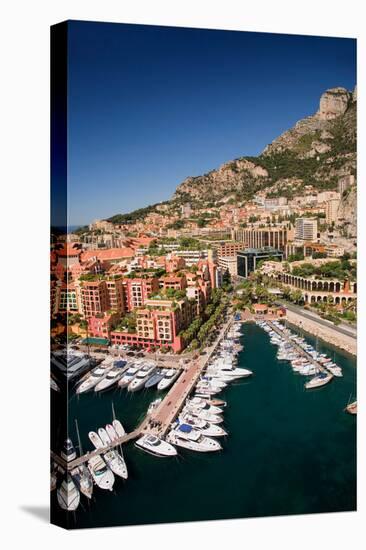 Elevated view of Monte-Carlo and harbor in the Principality of Monaco, Western Europe on the Med...-null-Premier Image Canvas