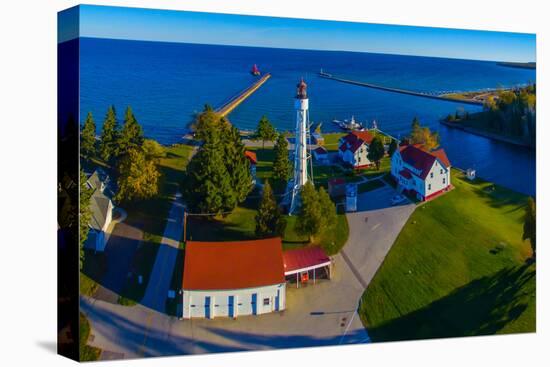 Elevated view of Sturgeon Bay Canal Lighthouse, Sturgeon Bay, Door County, Wisconsin, USA-null-Premier Image Canvas