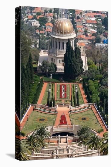 Elevated view of the Terraces of the Shrine of the Bab, Bahai Gardens, German Colony Plaza, Haif...-null-Premier Image Canvas