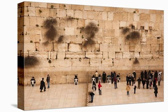 Elevated view of the Western Wall Plaza with people praying at the wailing wall, Jewish Quarter...-null-Premier Image Canvas