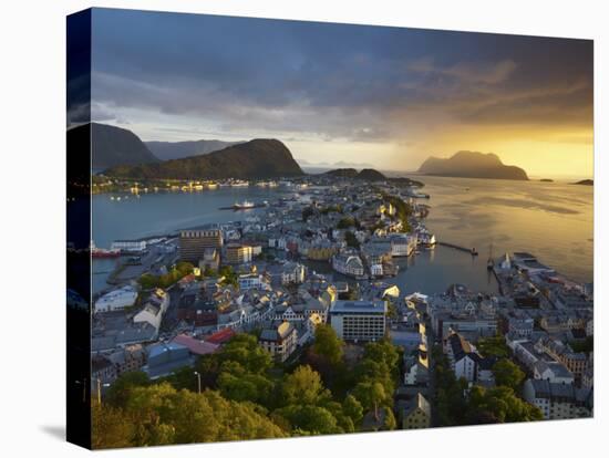 Elevated View over Alesund at Sunset, Sunnmore, More Og Romsdal, Norway-Doug Pearson-Premier Image Canvas