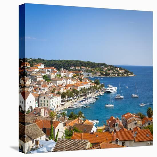 Elevated View over Hvar's Picturesque Harbour, Stari Grad (Old Town), Hvar, Dalmatia, Croatia-Doug Pearson-Premier Image Canvas