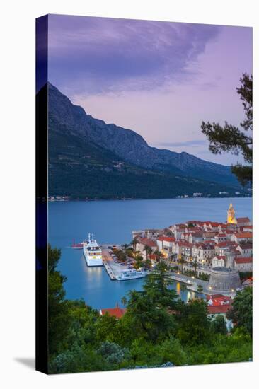Elevated View over Korcula's Picturesque Stari Grad (Old Town) Illuminated at Dusk-Doug Pearson-Premier Image Canvas