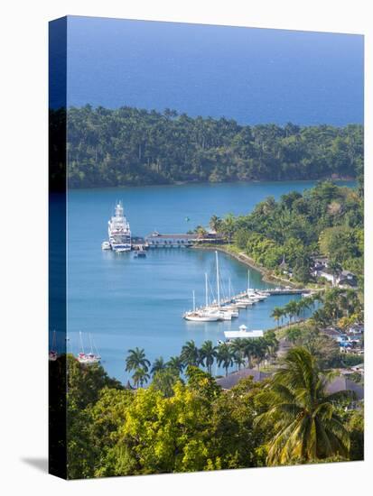 Elevated View over Port Antonio and Navy Island, Portland Parish, Jamaica, Caribbean-Doug Pearson-Premier Image Canvas