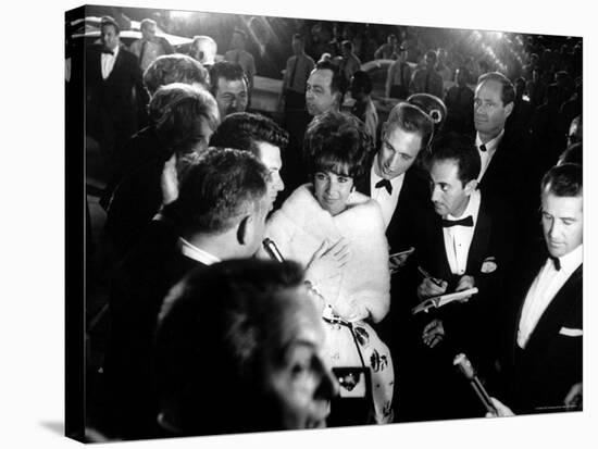 Elizabeth Taylor, After Winning an Oscar, in Crowd with Husband, Eddie Fisher-Grey Villet-Premier Image Canvas