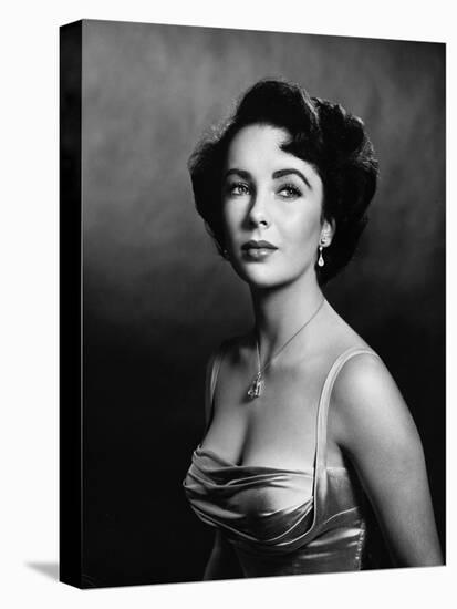 Elizabeth Taylor (b/w photo)-null-Stretched Canvas