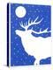 Elk in Snow with Moon Overhead-Crockett Collection-Premier Image Canvas