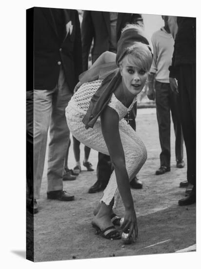 Elke Sommer Playing Petanque at the Cannes Film Festival-Paul Schutzer-Premier Image Canvas